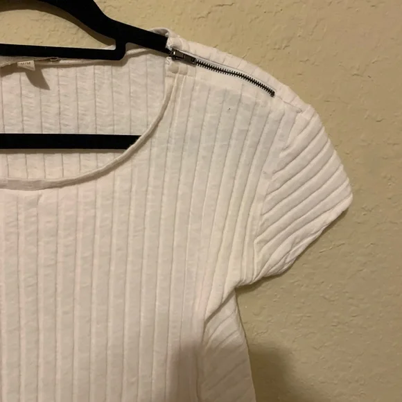 •Anthropologie• Bordeaux White Zipper shirt Sz M! - Picture 9 of 12